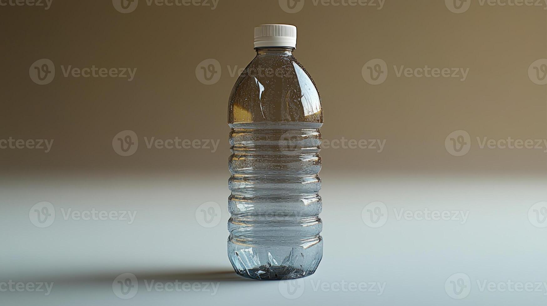 The bottle reflects soft ambient light, emphasizing its transparent form and presence photo