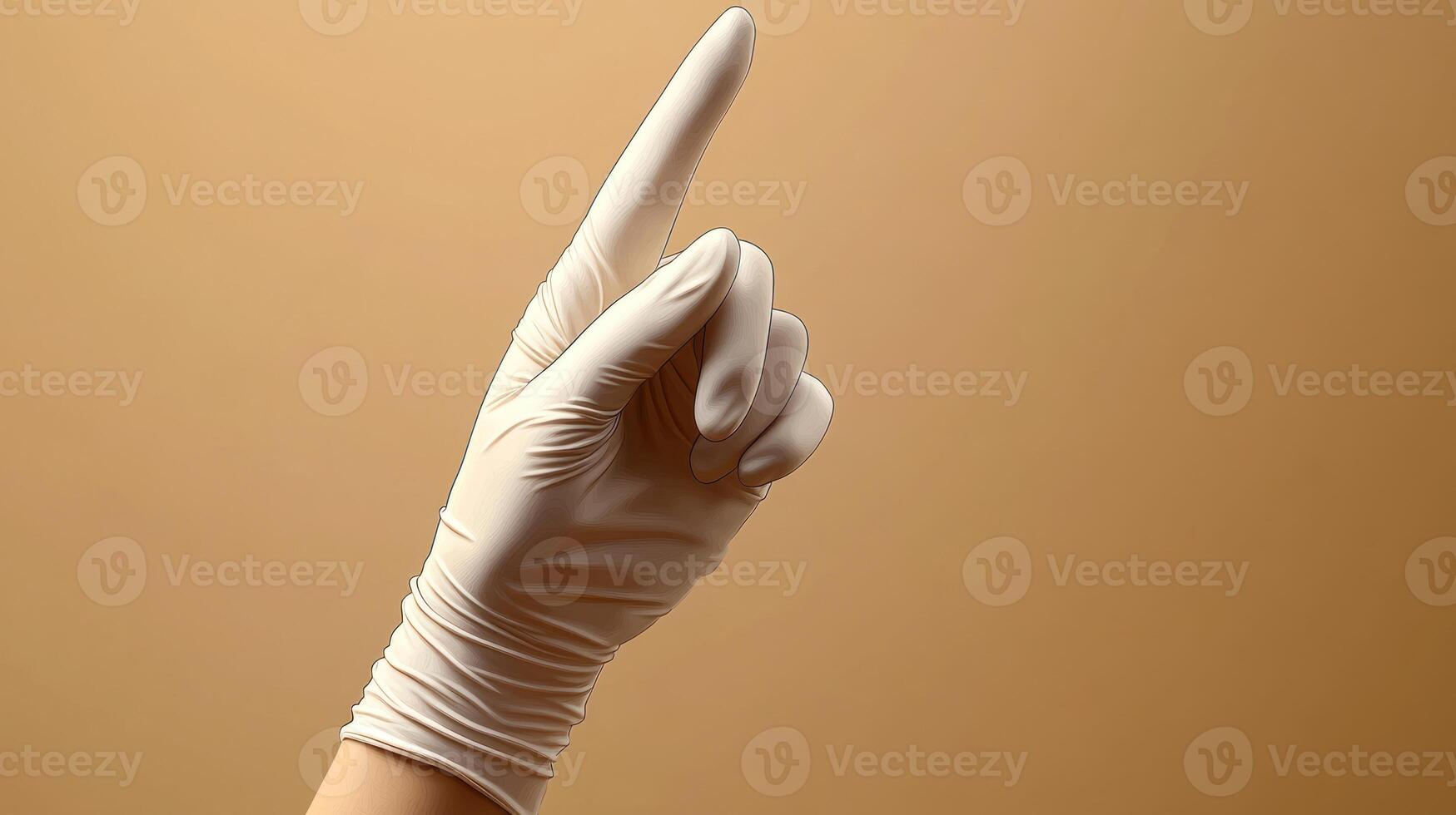 A single gloved hand raises a finger, suggesting communication or signaling readiness photo