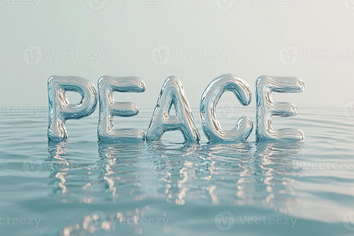 3d rendering of the word peace in water photo
