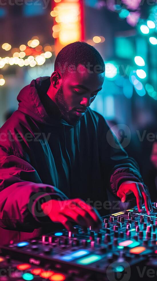 Dj mixing at a party photo