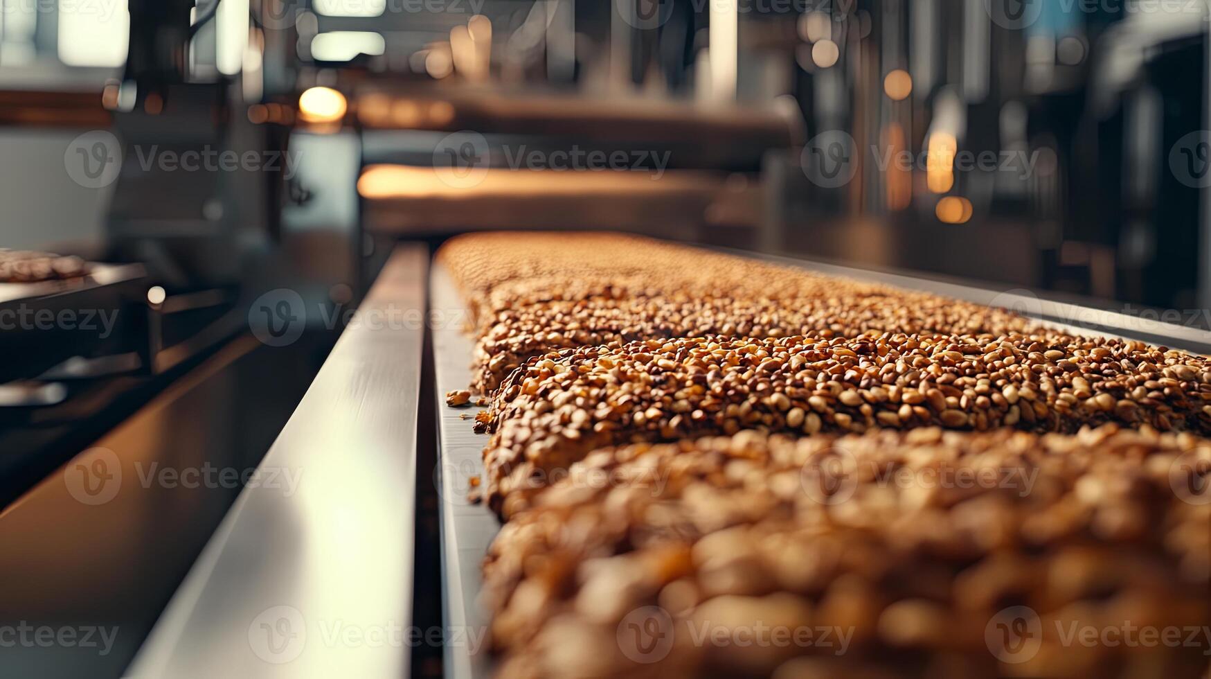 Industrial Food Production Line - Baked Treats on Conveyor photo