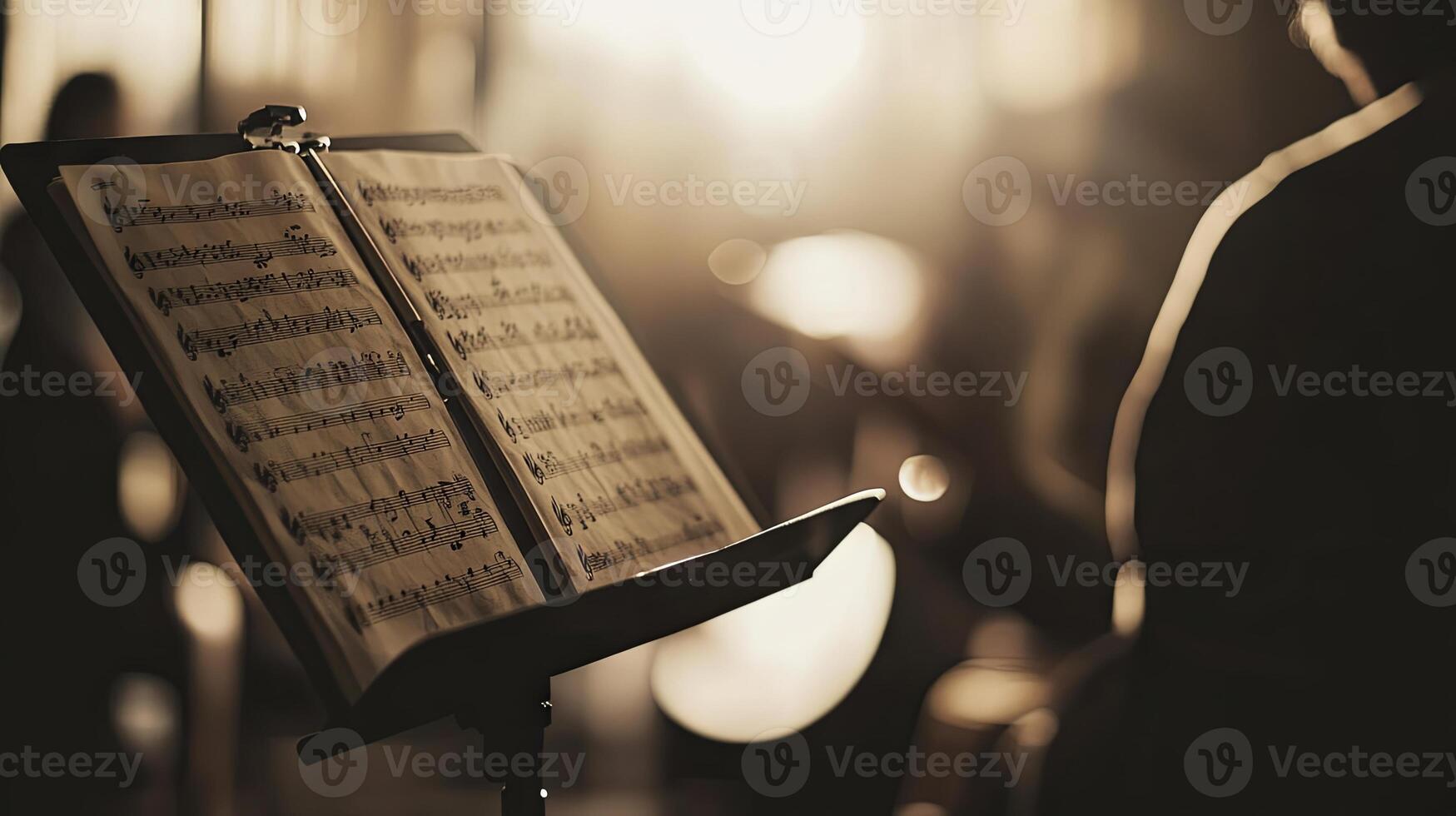 Vintage Music Notes on Stand - A Timeless Artistic Masterpiece photo