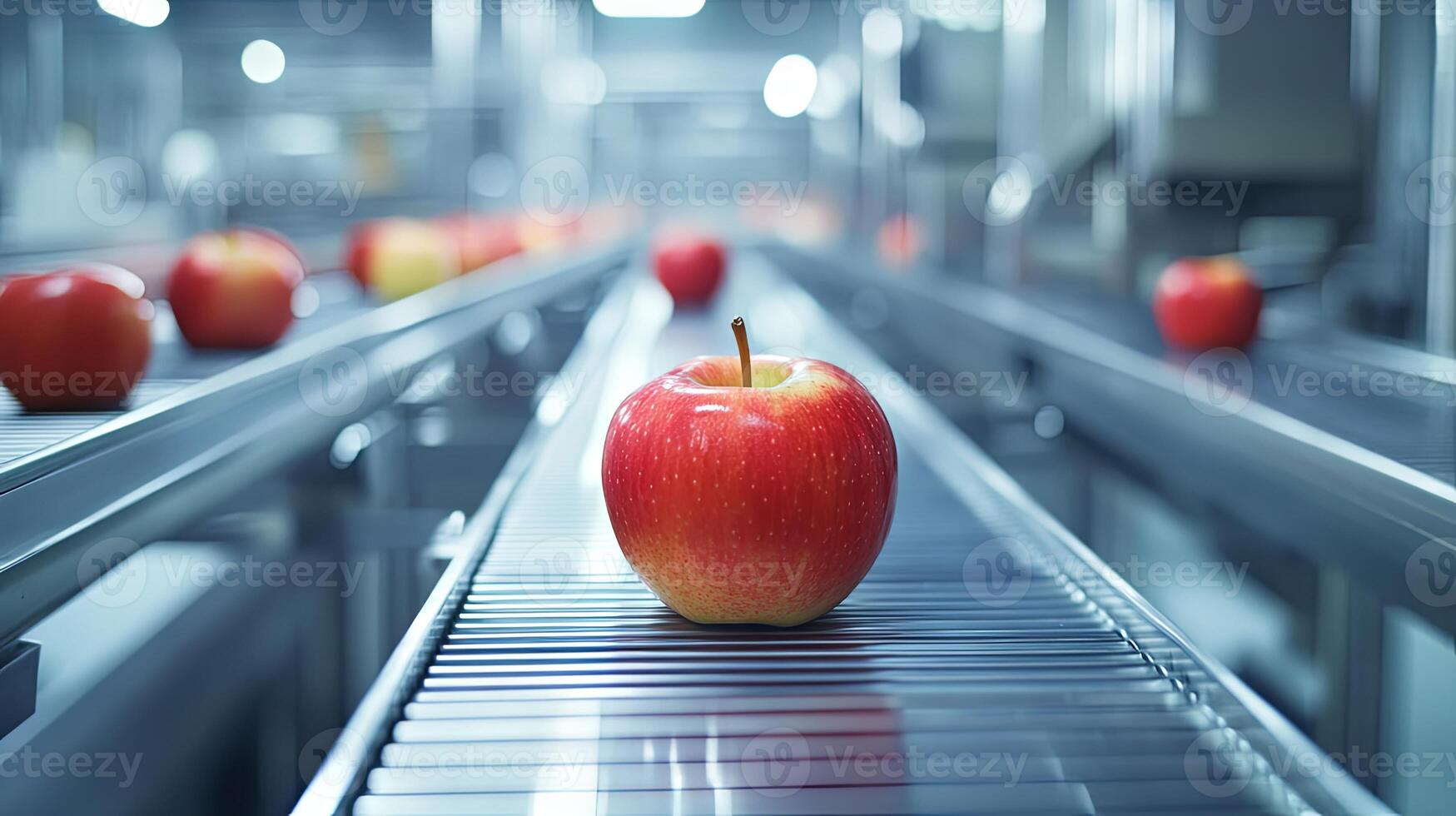 Fresh Apples on a Modern Food Processing Line photo