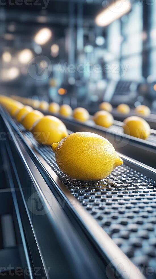 Automated Lemon Processing Line in Modern Food Factory photo