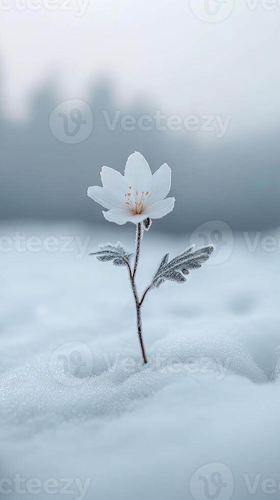 Winter Flower in the Snow A Delicate Beauty photo