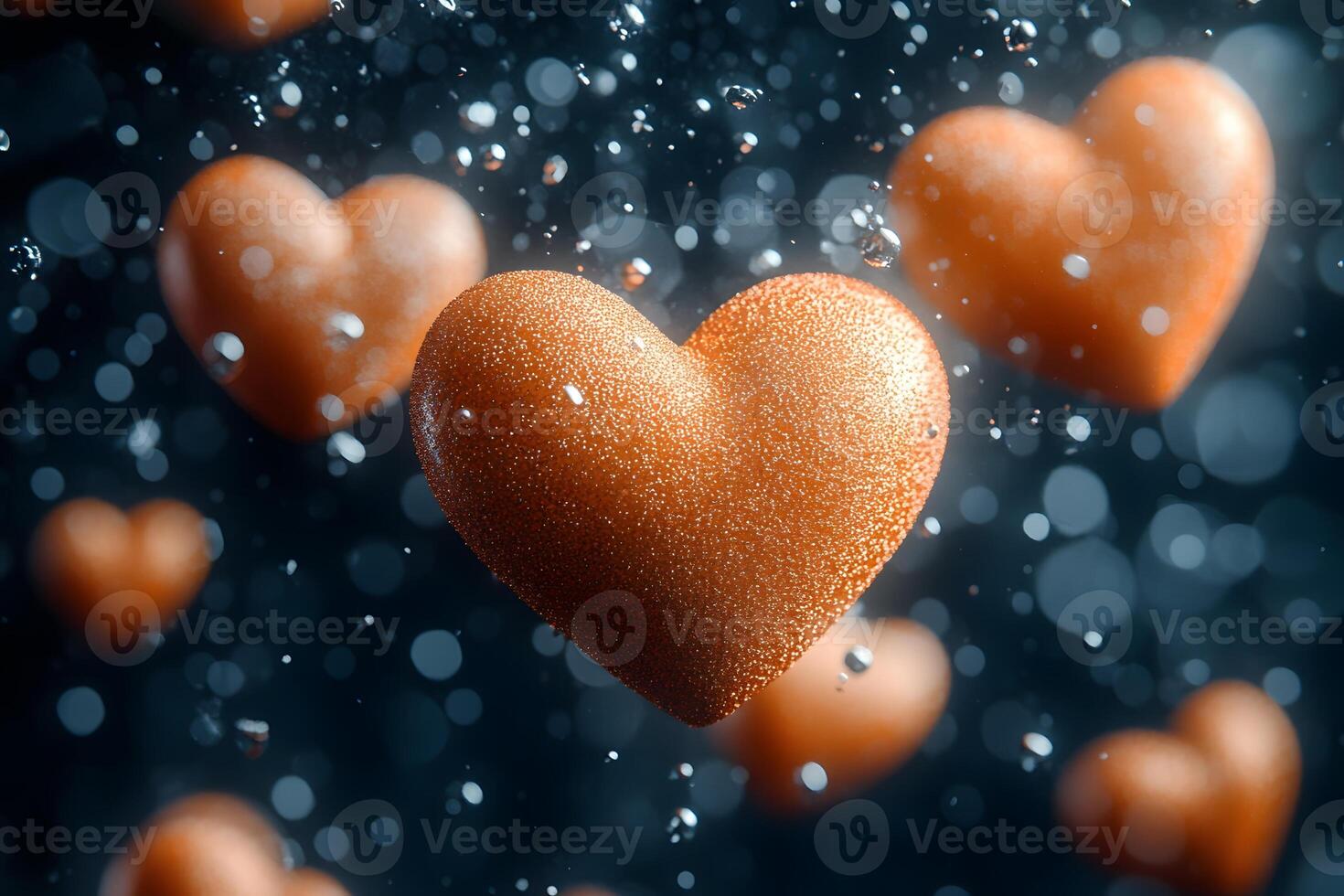 Romantic Heart Shapes with Light Bokeh Background for Valentine's Day Design photo