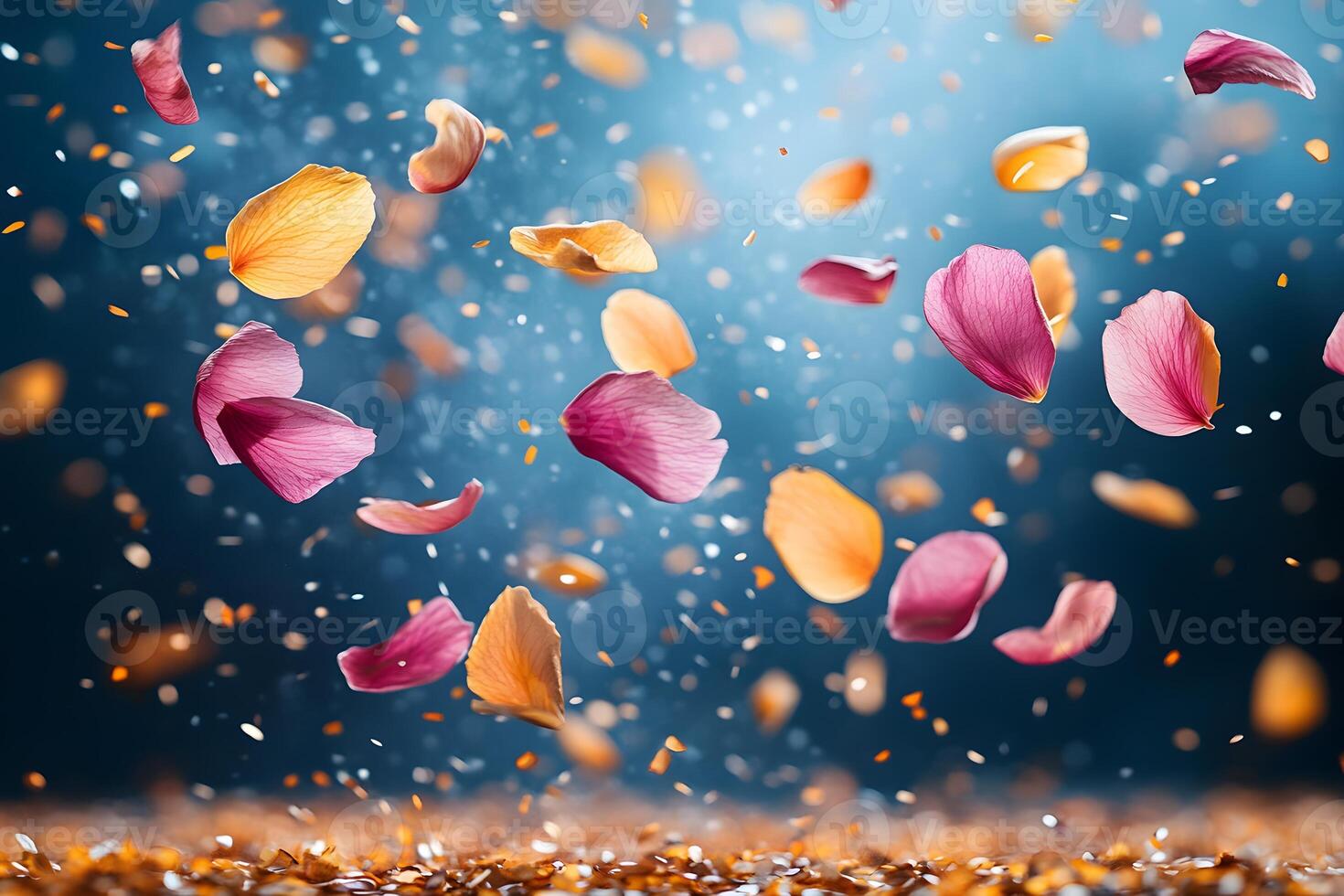 Vibrant Petals in Motion Against a Dramatic Backdrop for Artistic Design photo