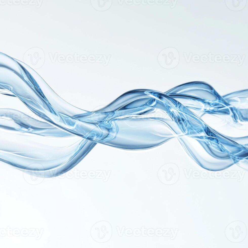 Flowing strands of translucent blue liquid twisting gracefully in mid-air photo