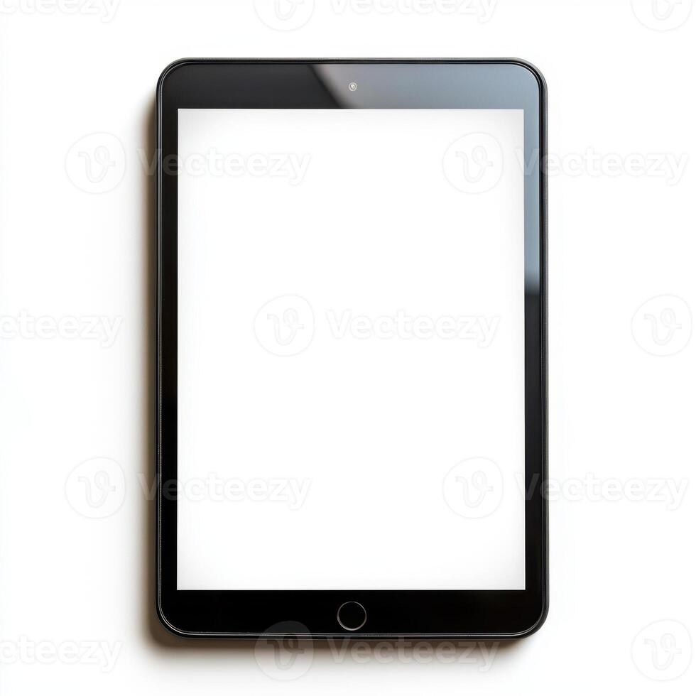 Sleek black tablet device with blank screen ready for use in modern workspace photo
