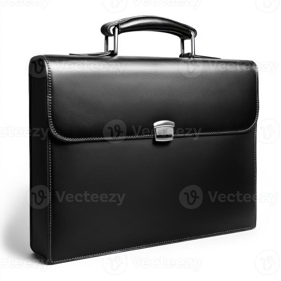 Premium black leather briefcase designed for business use, featuring a sleek clasp and durable handle for professionals photo