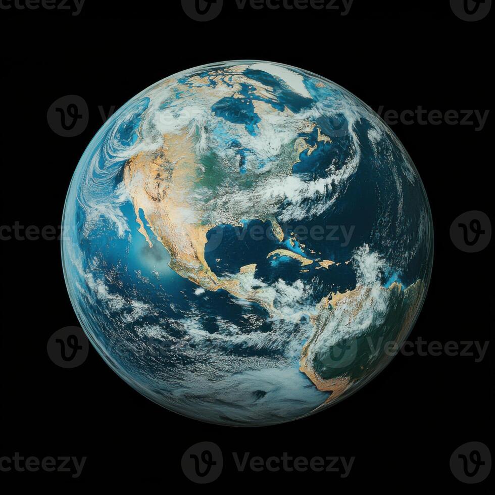 Stunning view of Earth showcasing continents and oceans from space during daylight hours photo