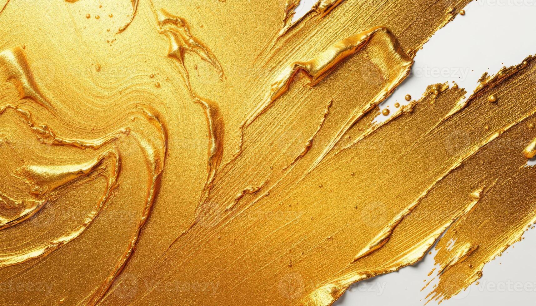 Golden strokes of liquid texture creating a luxurious abstract painting effect photo