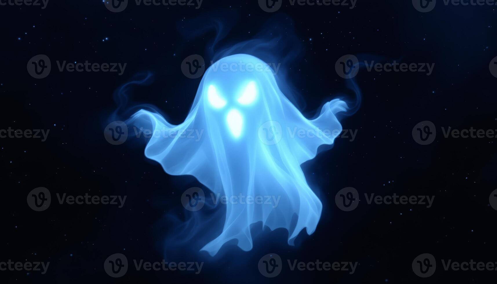 Ethereal Specter Floating Among the Stars in a Celestial Haunting Night Scene photo