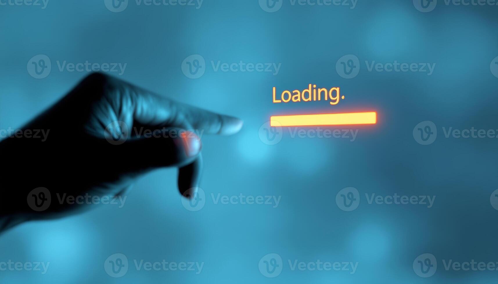 A Hand Gently Guides Progress as the Digital Loading Bar Awaits Completion photo