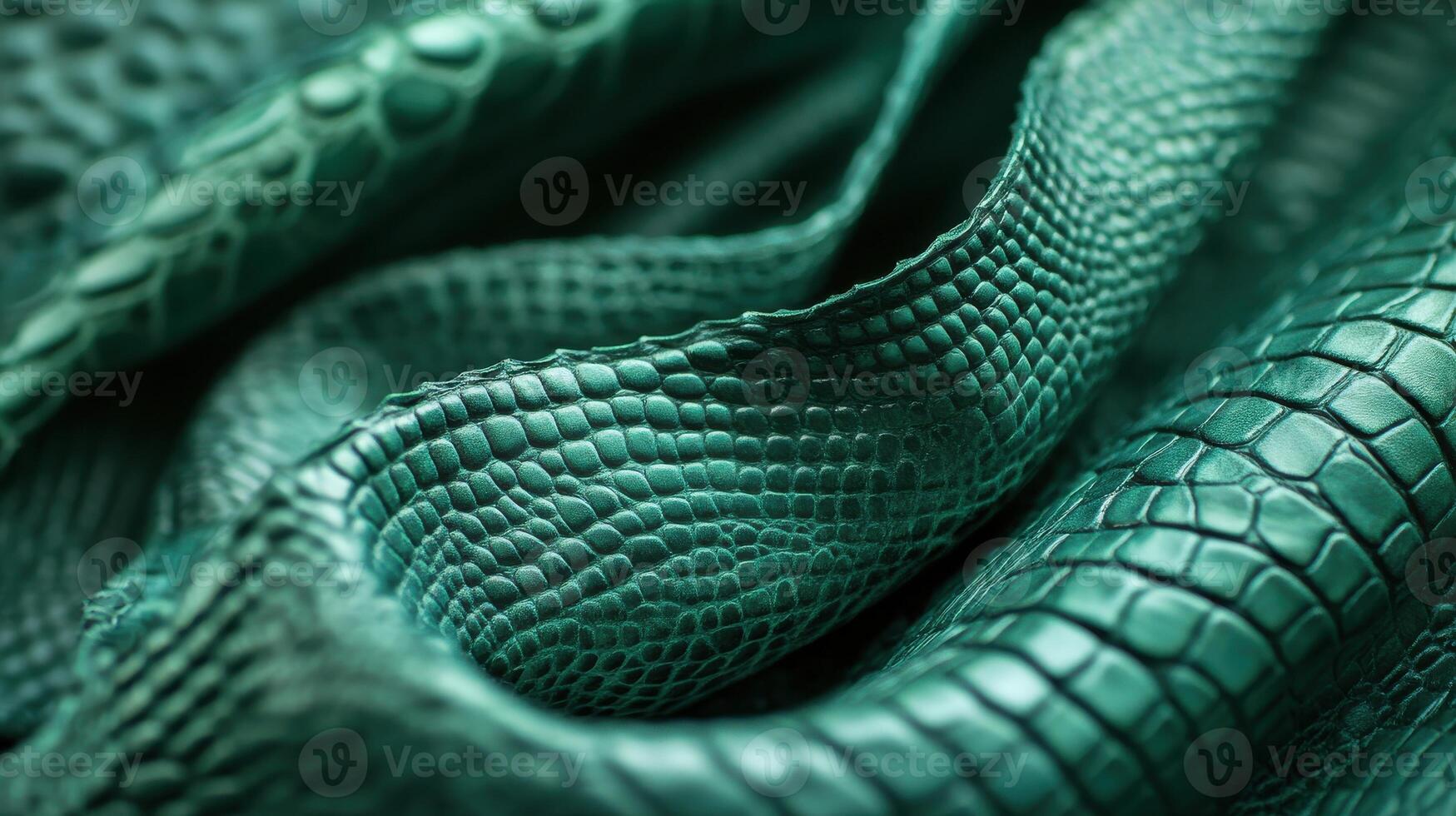 Close-up of green snake skin pattern with intricate texture details photo