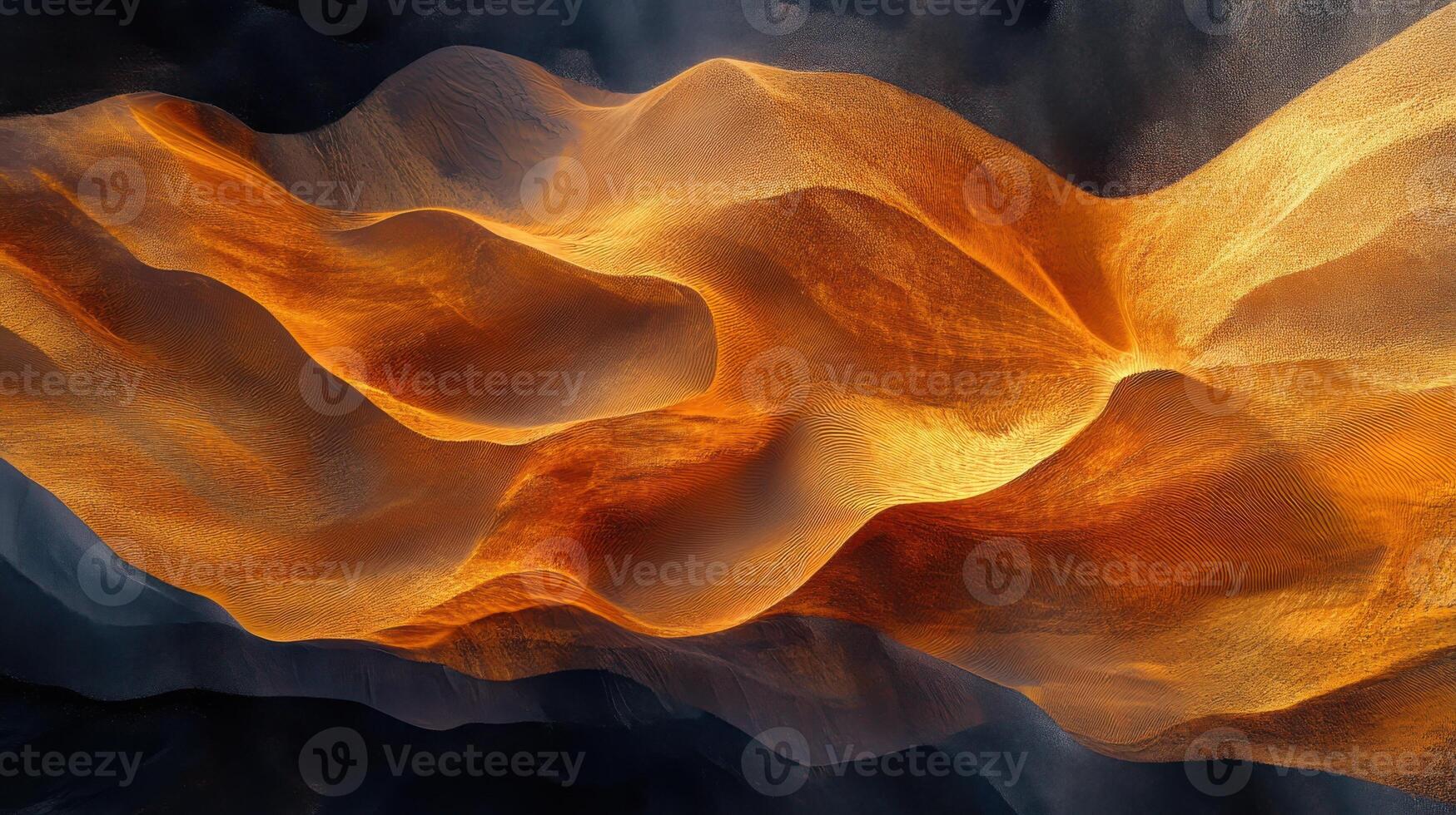 Abstract waves of orange and black textured pattern with dynamic flowing design photo