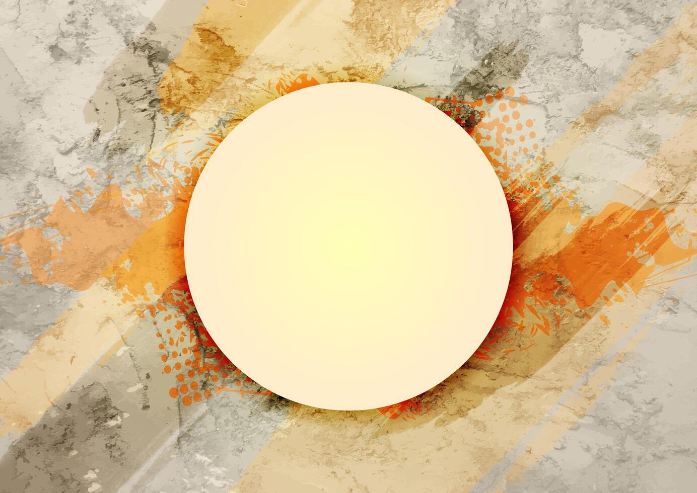 Circle on grey orange grunge texture background vector