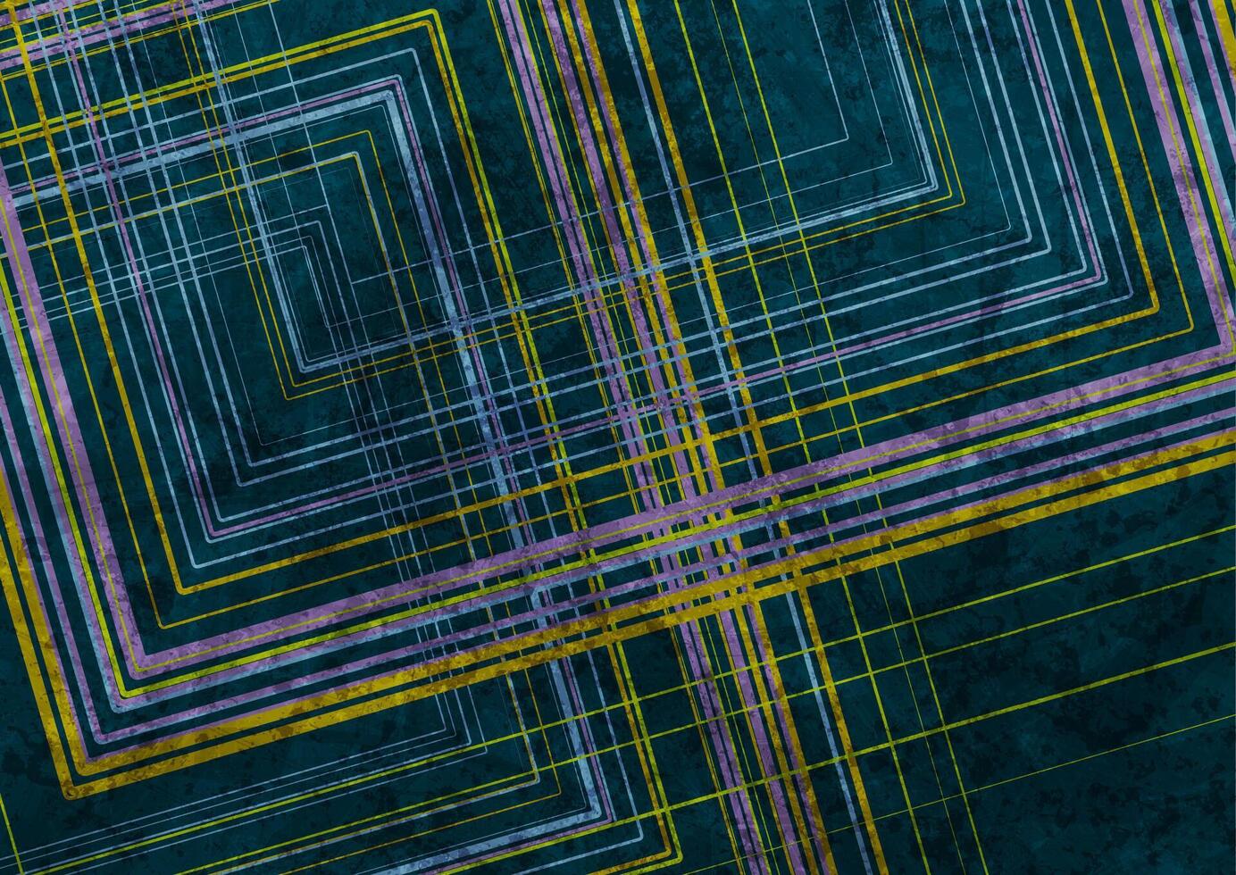 Retro linear squares abstract geometric grunge background vector