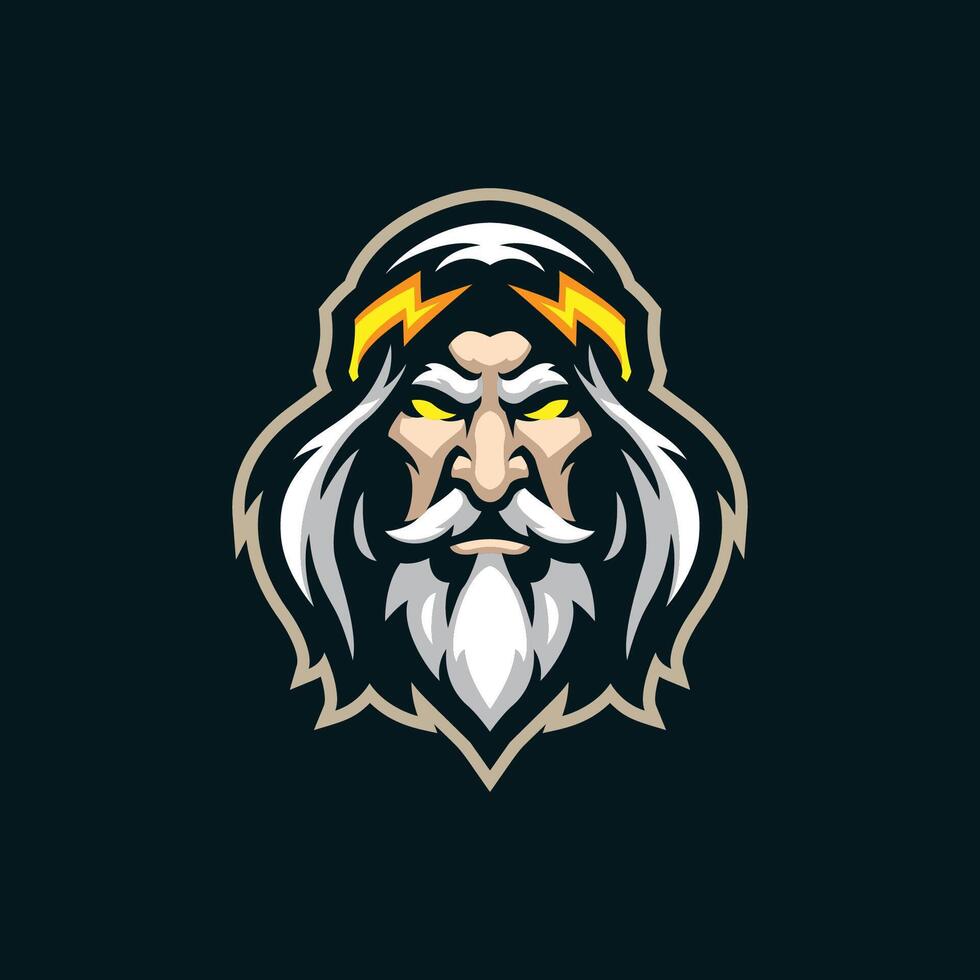 Zeus mascot logo design with modern illustration concept style for badge, emblem and t shirt printing. Zeus head illustration for sport team. vector