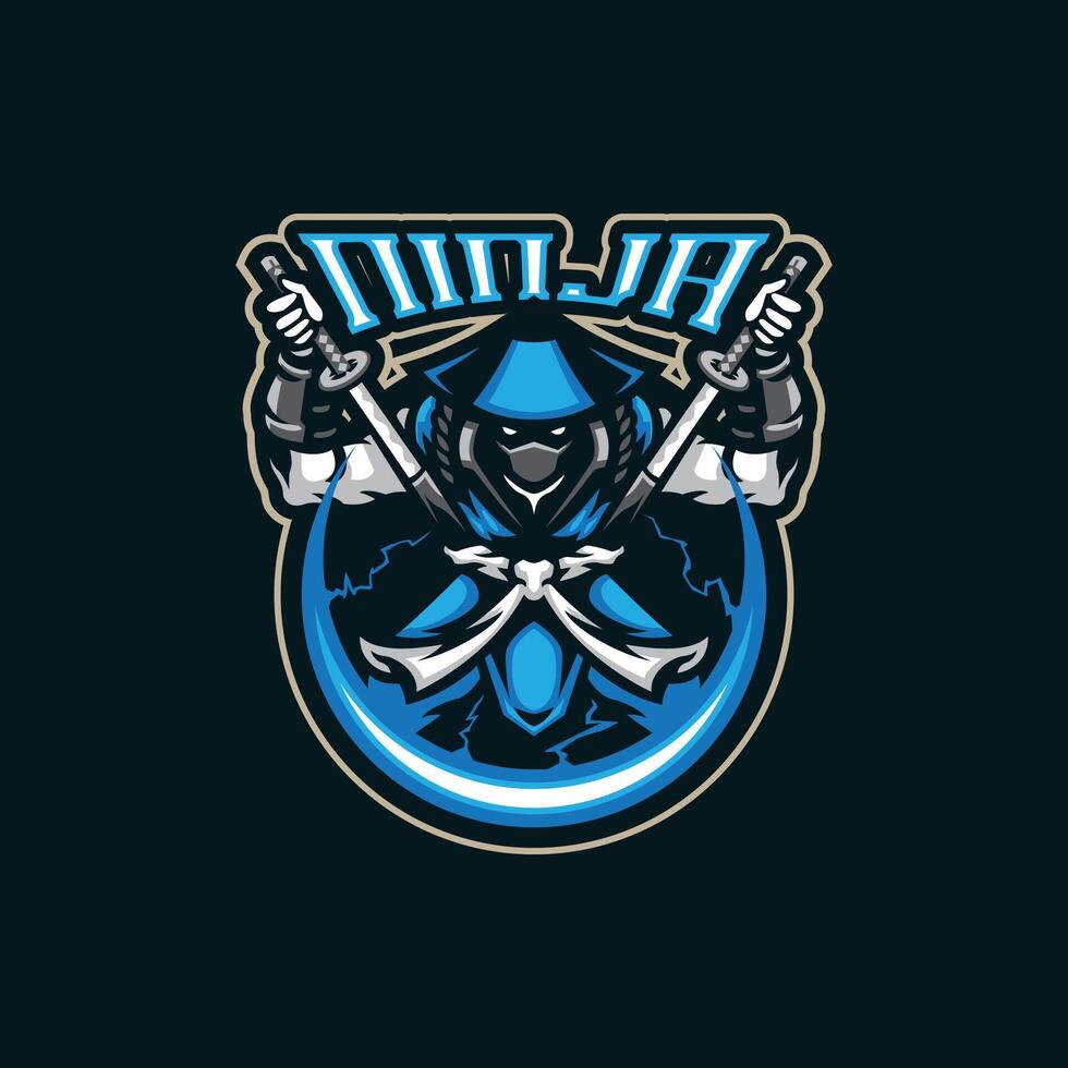 Ninja mascot logo design with modern illustration concept style for badge, emblem and t shirt printing. Angry ninja illustration. vector