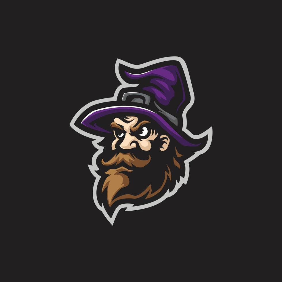 Wizard mascot logo design with modern illustration concept style for badge, emblem and t shirt printing. Wizard head illustration. vector