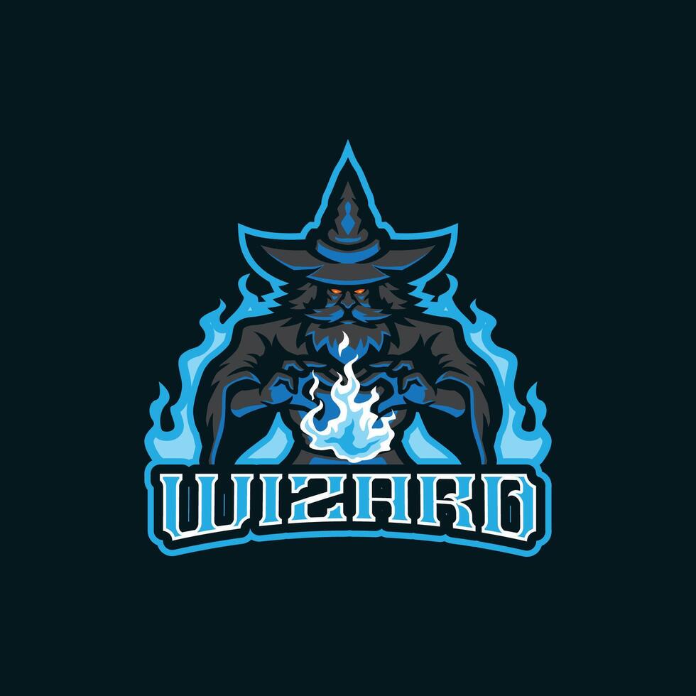 Wizard mascot logo design with modern illustration concept style for badge, emblem and t shirt printing. Wizard illustration for sport and esport team. vector