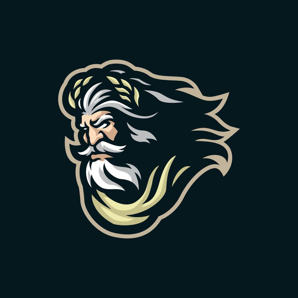 Zeus mascot logo design with modern illustration concept style for badge, emblem and t shirt printing. Zeus head illustration. vector