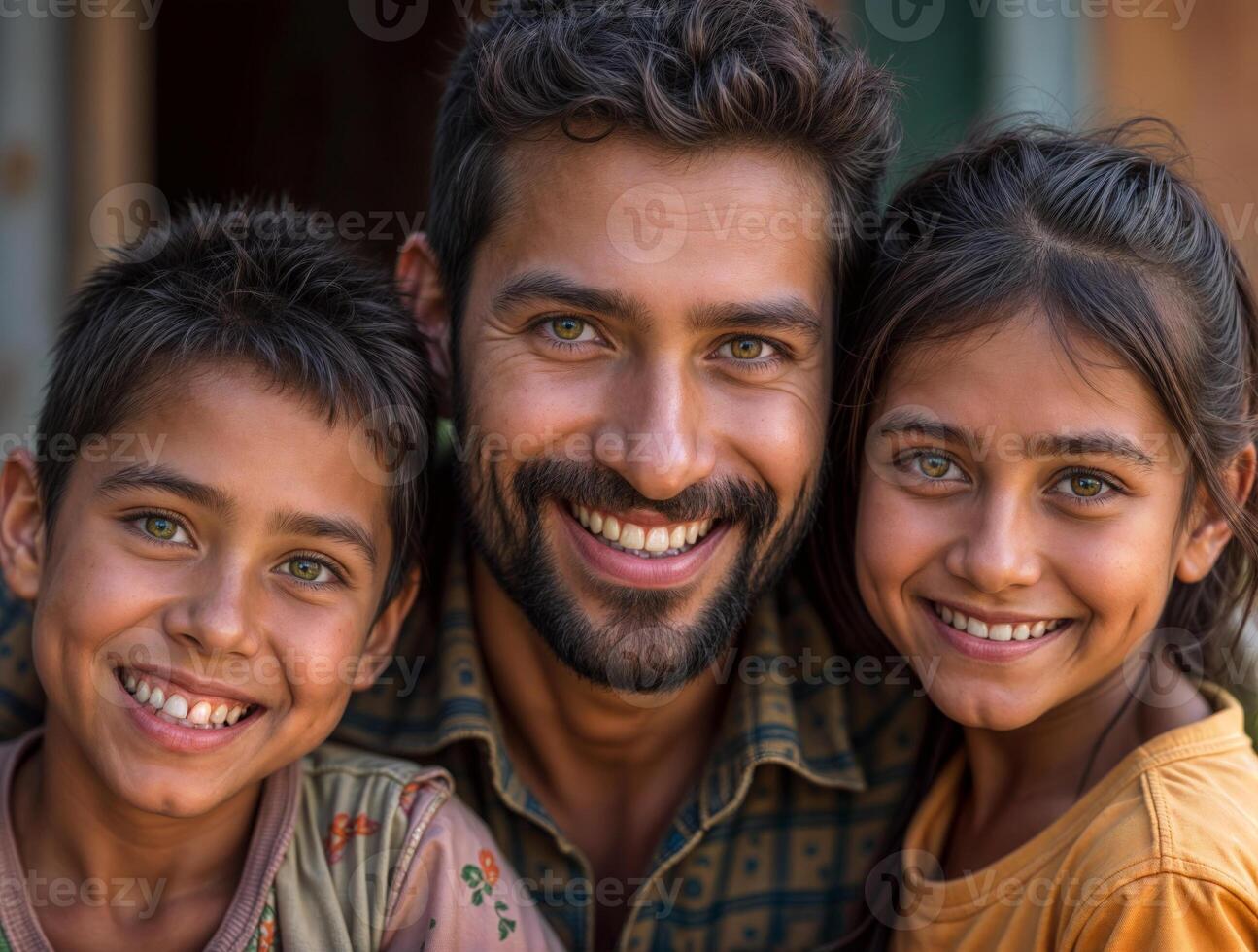 Smiles shared among friends during a sunny afternoon in a rural village setting photo