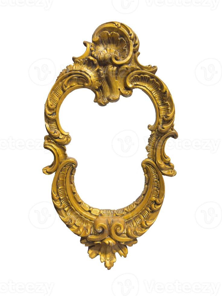 Vintage picture frame. Classic baroque design in gold and brown with an ornate, irregular oval shape photo