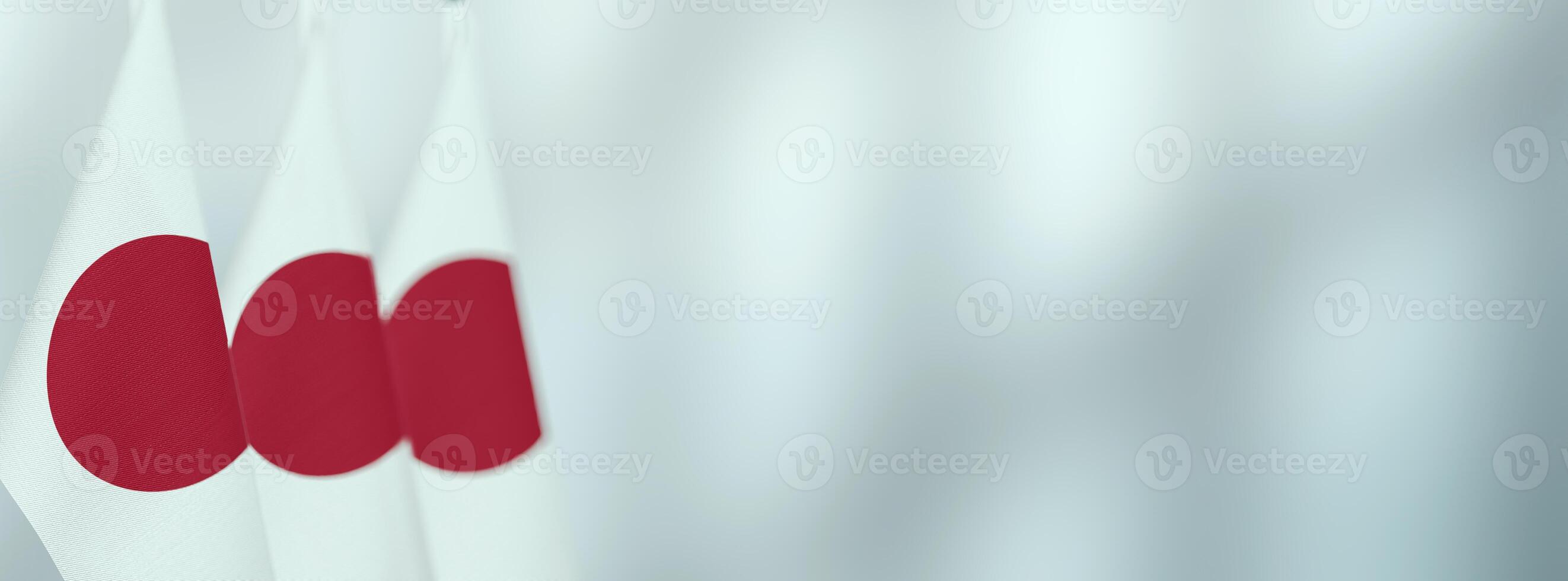 Japan table flags in the office, banner background with space for text photo