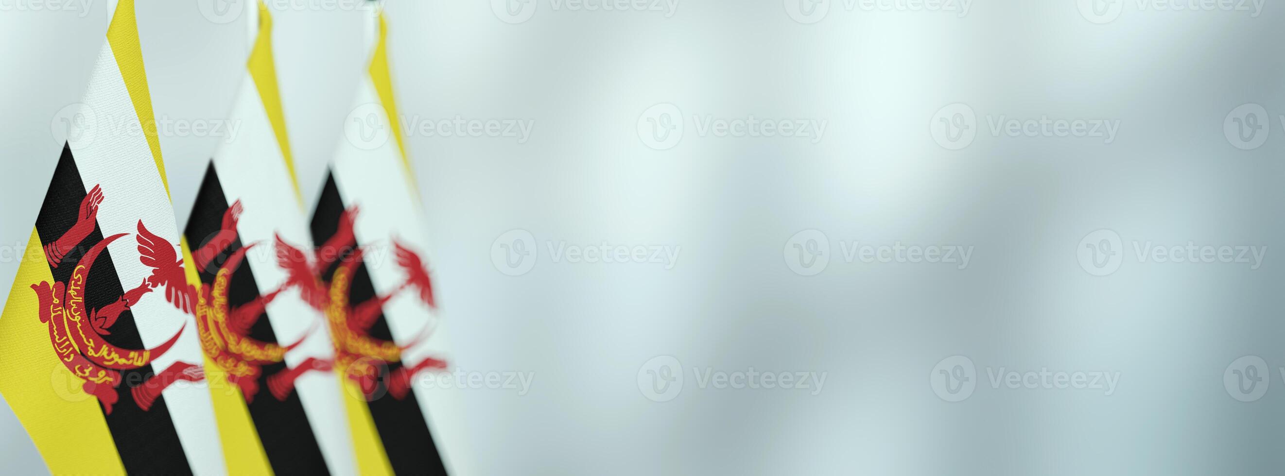 Brunei table flags in the office, banner background with space for text photo