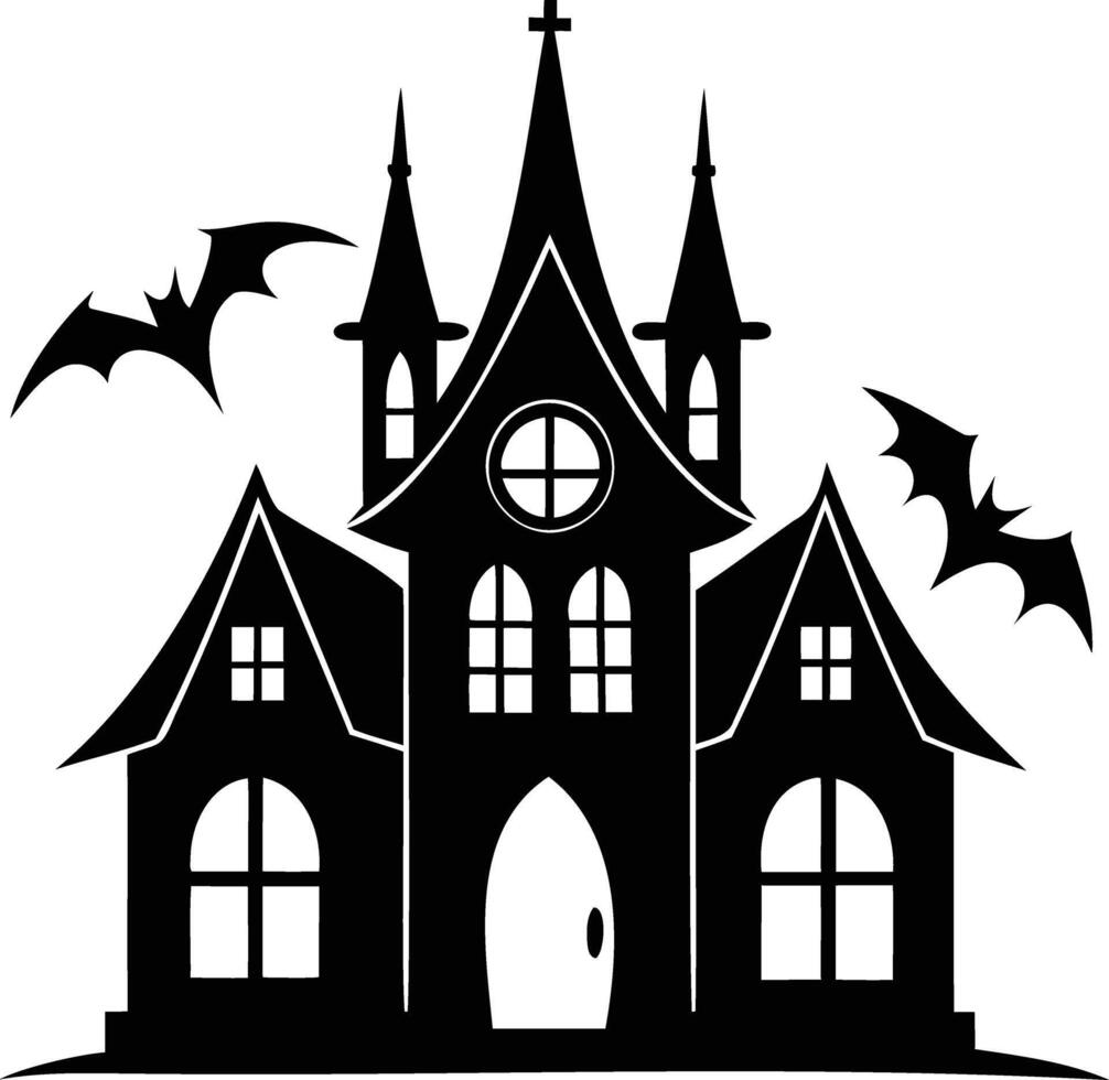 Gothic House Silhouette Eerie and Elegant Depiction of Timeless Architecture vector