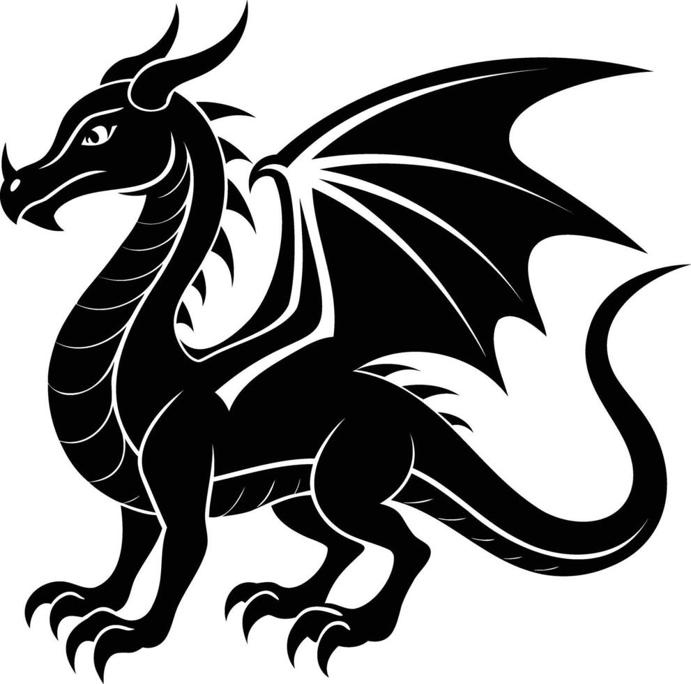 Dragon Silhouette Majestic and Powerful Symbol of Myth and Legend vector