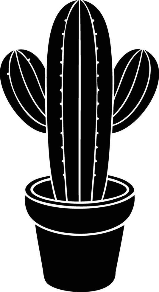 Cactus Silhouette A Striking and Resilient Representation of Desert Life vector