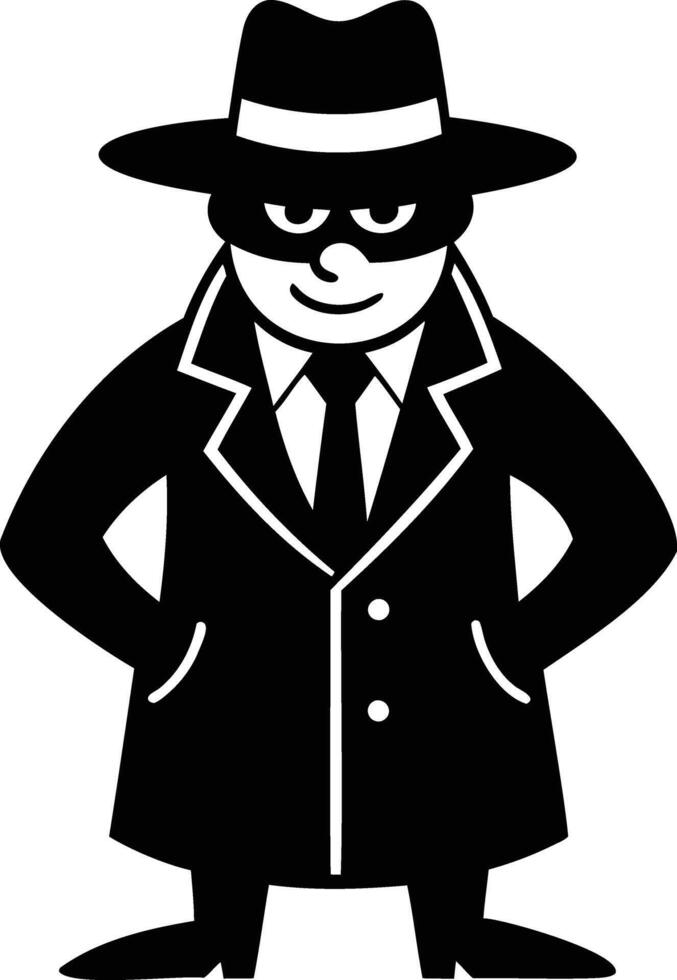 Detective Cartoon Silhouette Mysterious and Intriguing Character Design vector