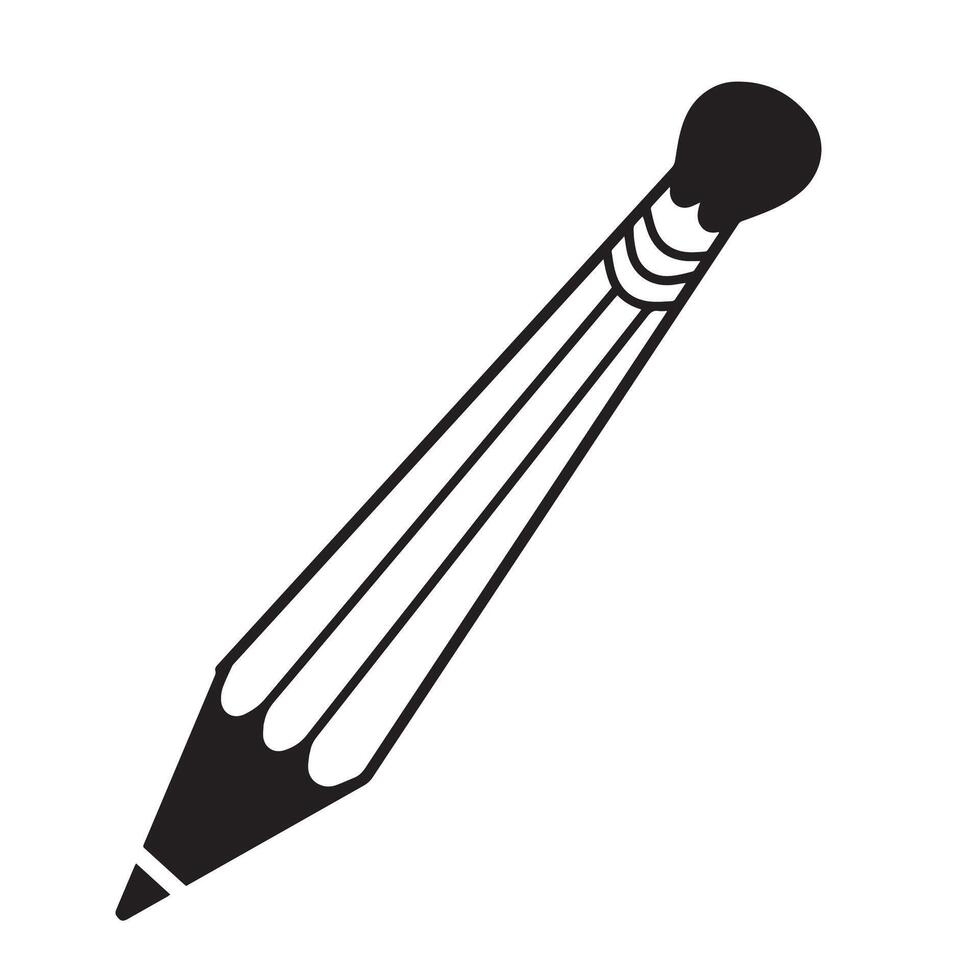black flat style pencil icon design vector
