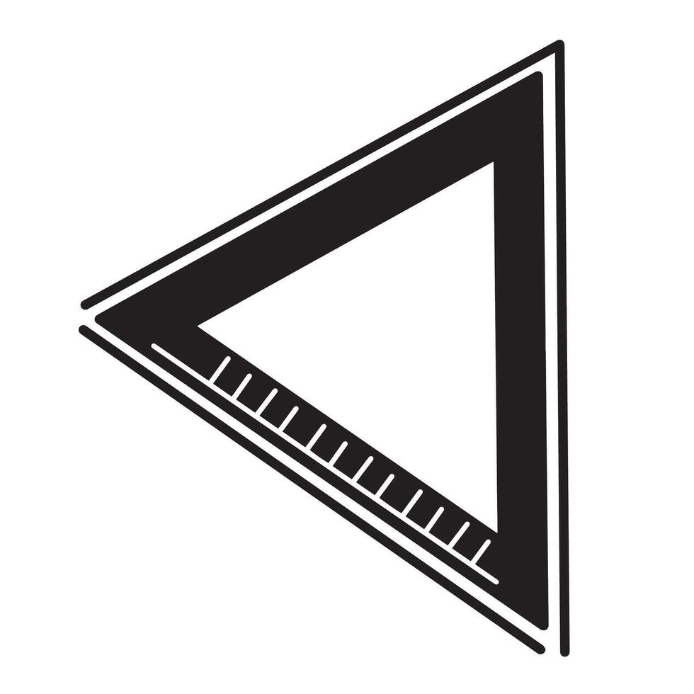 black silhouette triangular ruler glyph vector