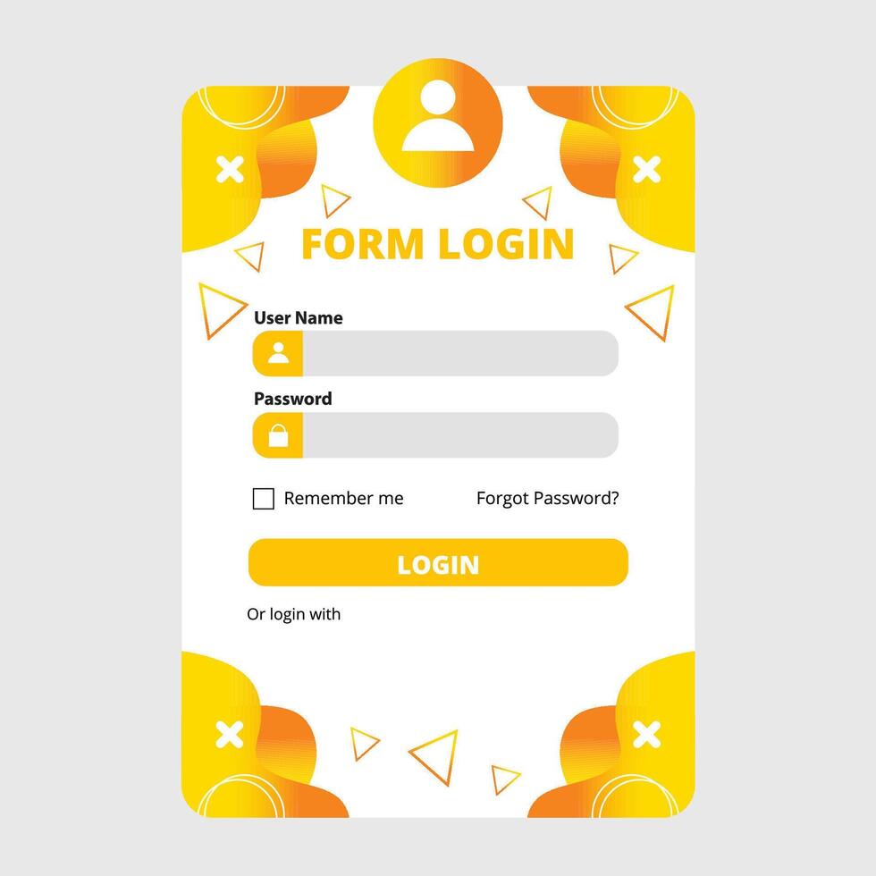 login form template with modern orange gradient frame vector