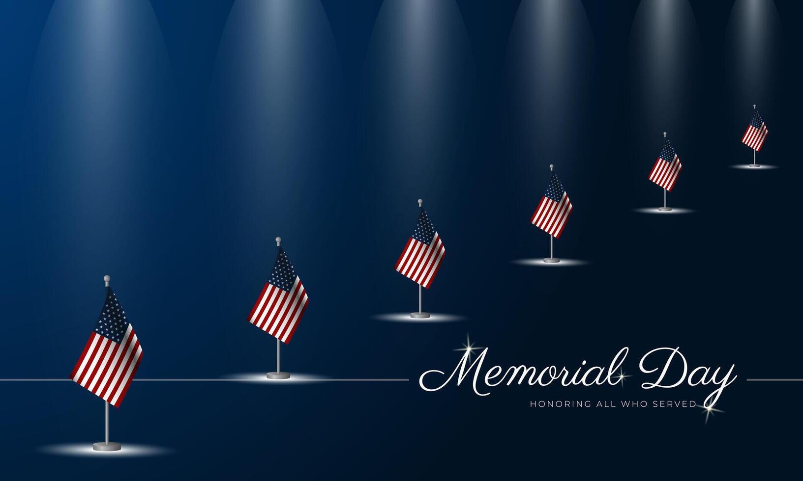 Memorial day background with american flags vector