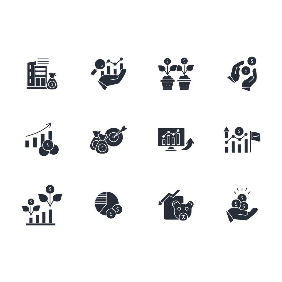 Stock market icon set...Editable stroke.linear style sign for use web design,logo.Symbol illustration. vector