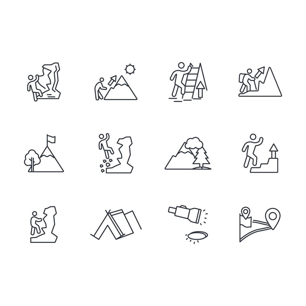 Climbing icon set...Editable stroke.linear style sign for use web design,logo.Symbol illustration. vector