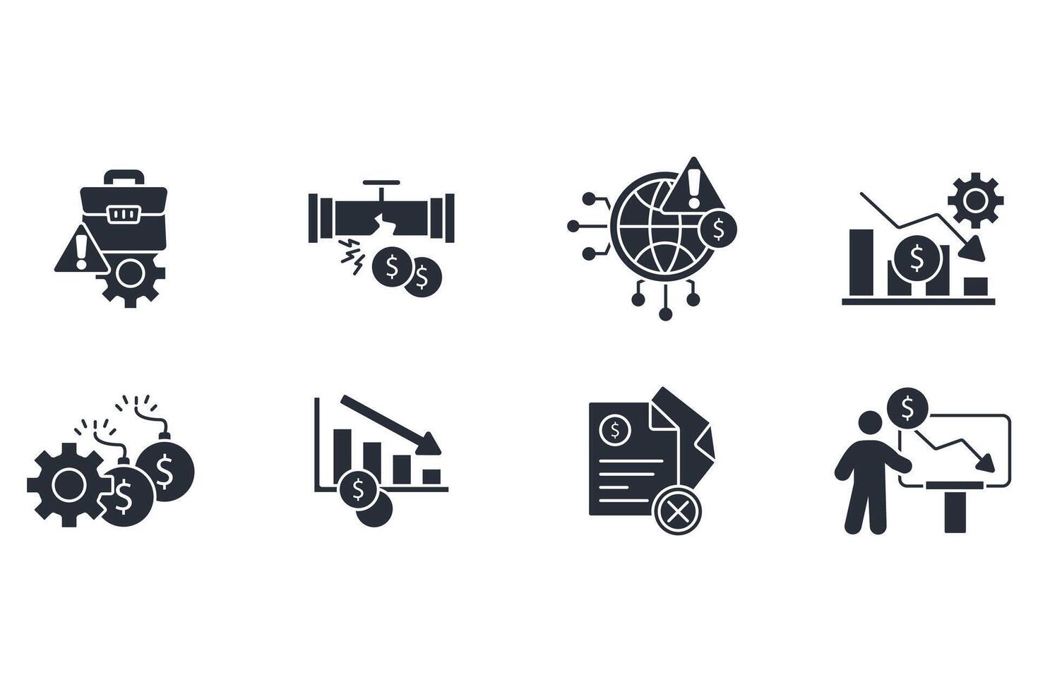 Business failure icon set...Editable stroke.linear style sign for use web design,logo.Symbol illustration. vector