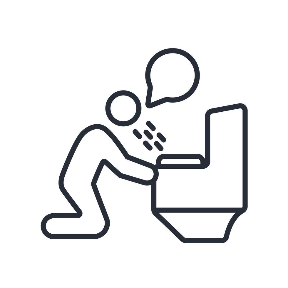 Vomiting icon. .Editable stroke.linear style sign for use web design,logo.Symbol illustration. vector