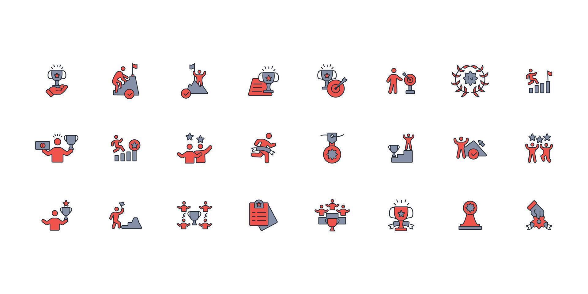 winners icon set...Editable stroke.linear style sign for use web design,logo.Symbol illustration. vector