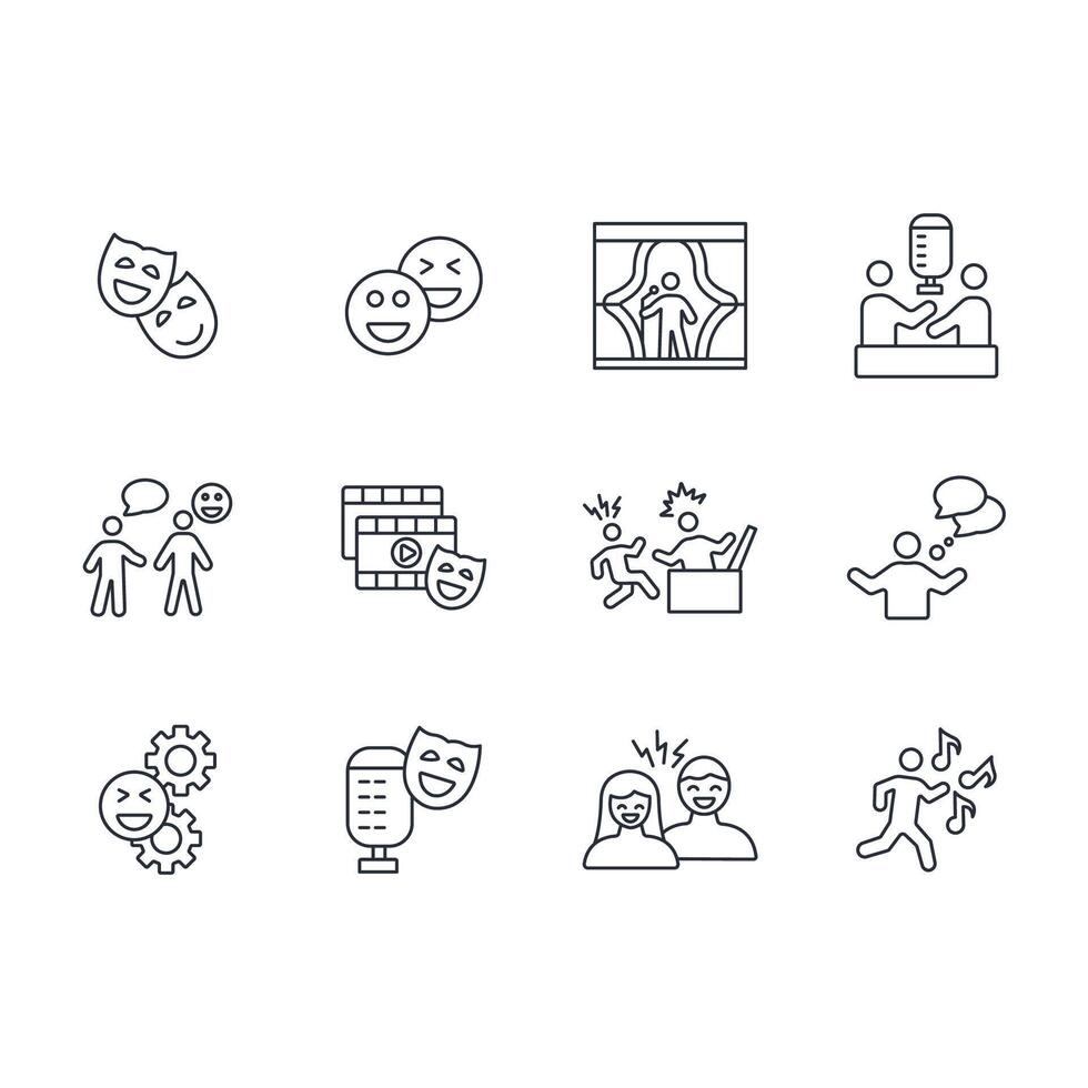 Comedy icon set...Editable stroke.linear style sign for use web design,logo.Symbol illustration. vector