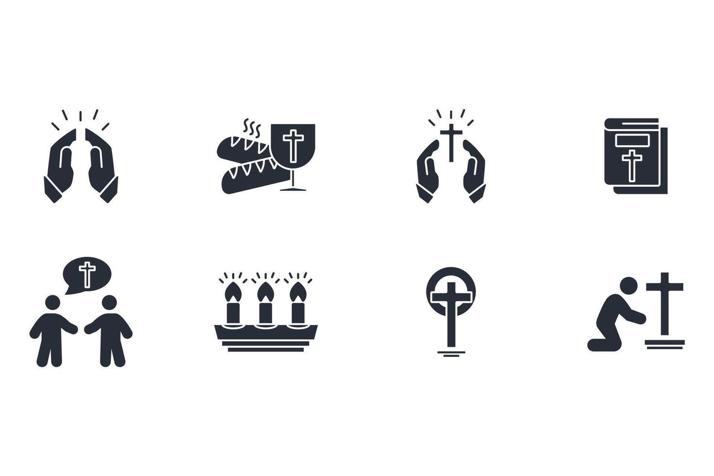 Christianity icon set...Editable stroke.linear style sign for use web design,logo.Symbol illustration. vector