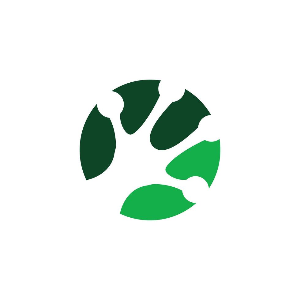 Green and White Abstract Icon Resembling a Frog's Foot in Nature Symbol vector