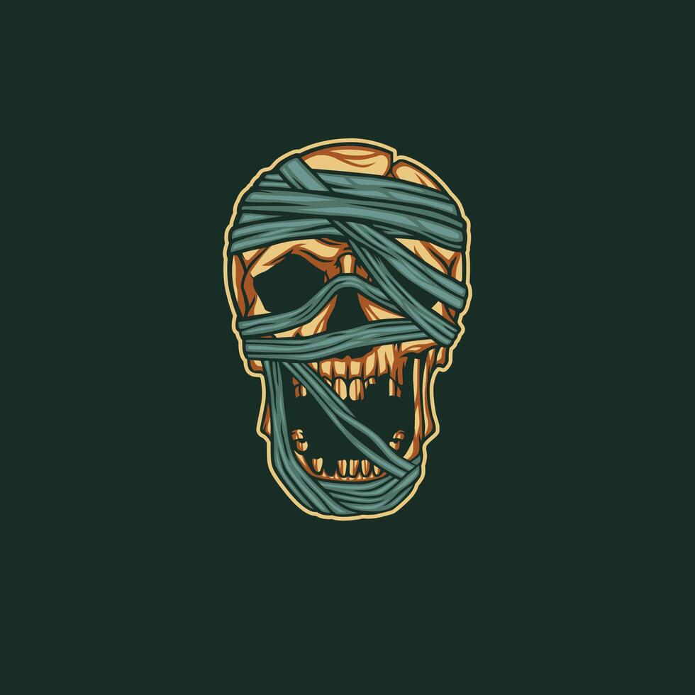 Skull wrapped tightly like a mummy vector