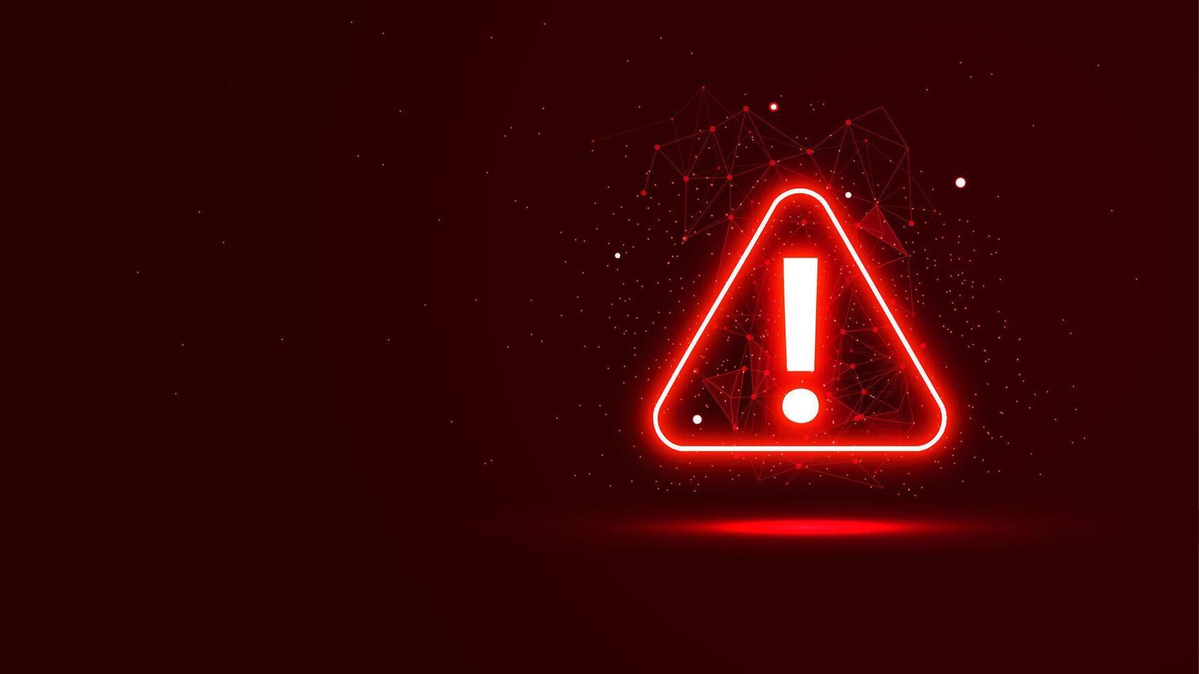 Futuristic glowing exclamation mark in a triangle shape. A Danger symbol with a neon light style. Dangerous warning signs in digital technology vector