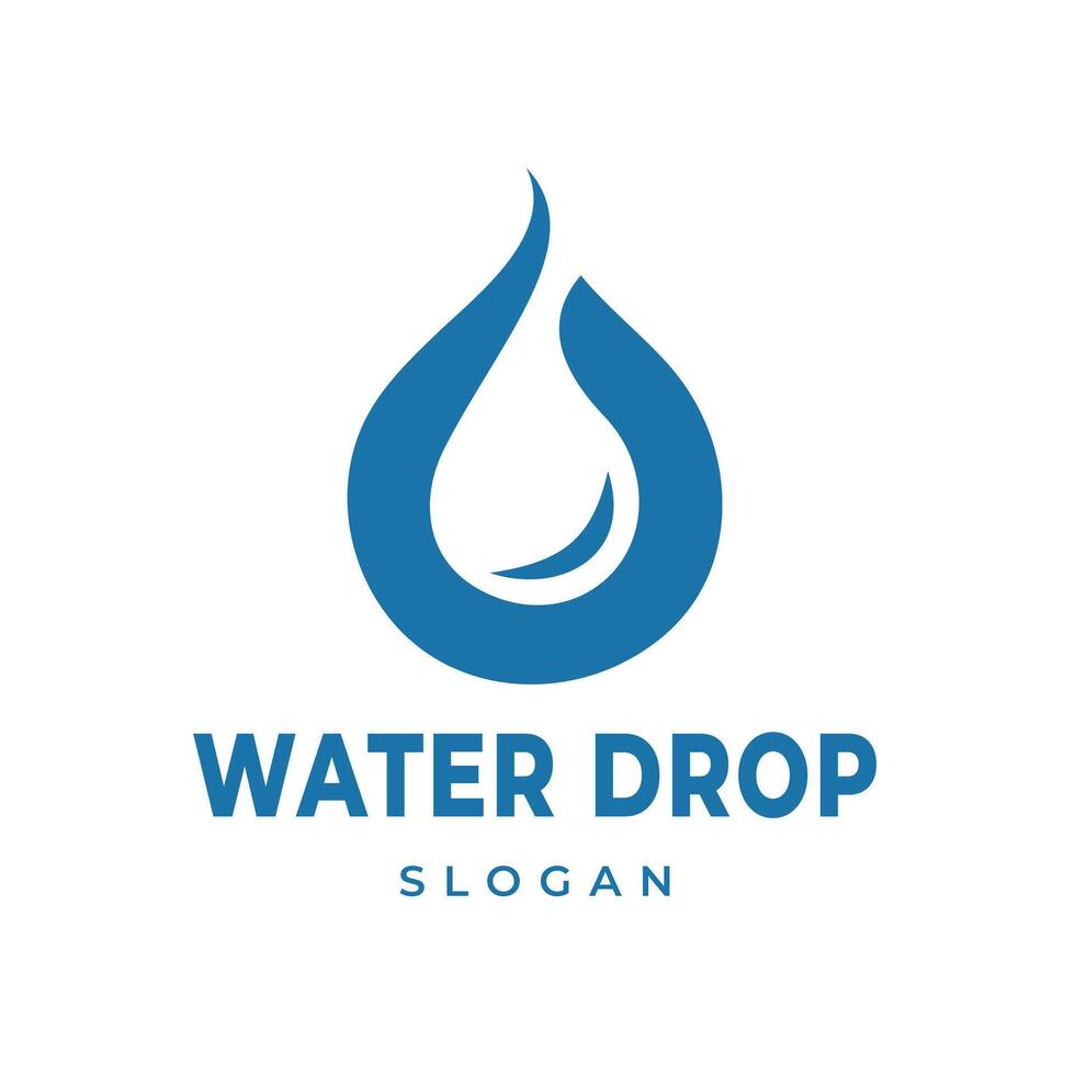 Simple Water Drop Logo Design In Blue Illustration vector